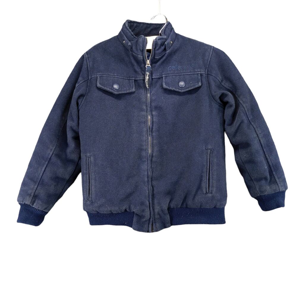 Kids Youth Pelle Pelle Jacket Full Zip Size 10/12 Blue Embroidered